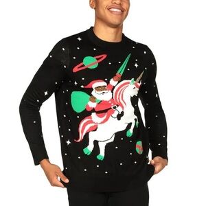 NWOT TIPSY ELVES Unisex Santa Unicorn Ugly Christmas Sweater Size X Large.